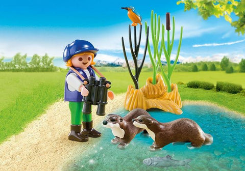 Young Explorer with Otters
