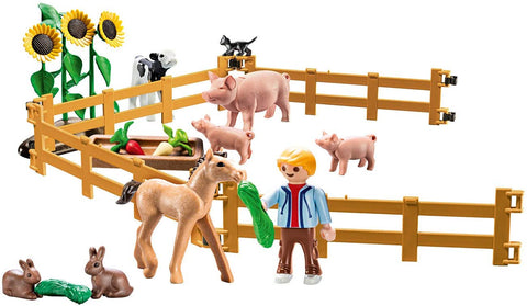 Hyrenee Farm Animals Toys With Windmill House Horse Stable Tractor