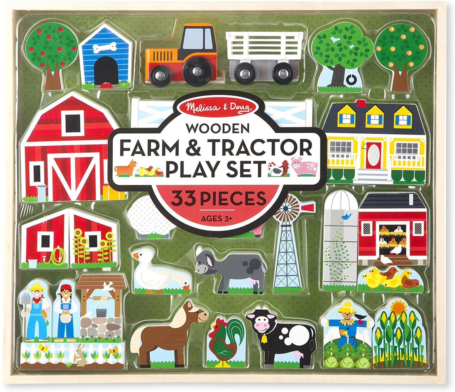 Melissa & Doug Wooden Farm & Tractor Play Set