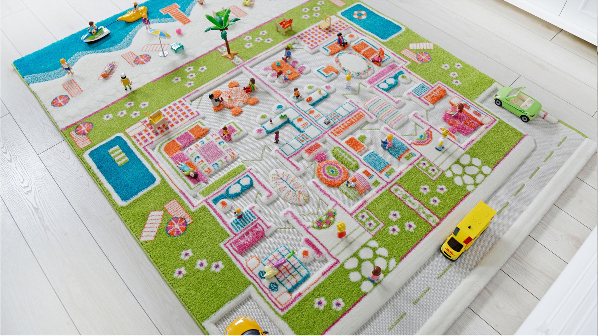 IVI Beach Houses - 3D Play Mat for Kids Playroom & Bedrooms